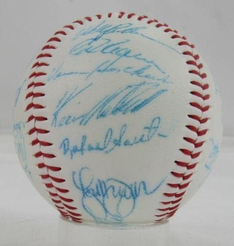 1986 Бейзбол екип Метс Подписа договор с Гари Картър и Ранди Майерсом +23 JSA XX38961 - Бейзболни топки с автографи