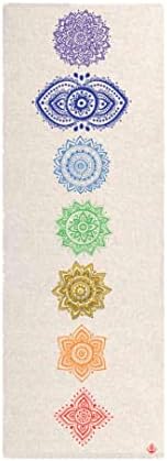 Конопляный килимче за йога Shakti Warrior - Удължен и богат, авторски дизайн, екологично чисти постелки от премиум-клас, нескользящие, нетоксични, напълно подходящи за нормална и гореща йога, пилатес и тренировки (дебелина