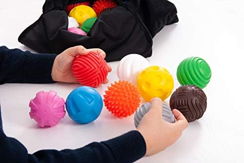 TickIT Discovery Activity Ball Set - Комплект от 18 тактилни топки - 9 различни текстури и цветове - Допринася за активна игра и развитието на малък мотор