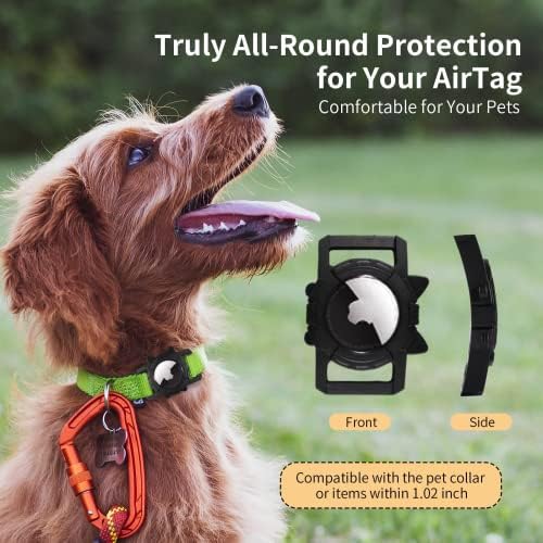 Титуляр яка за кучета с въздушна етикет, Водоустойчив калъф за въздушна тагове и Притежателя на Apple AirTag за греди за кучета и котки - Подходящ за греди всички ширини