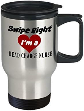 Най-Спокойна Подарък чаша за медицински Сестри Head Charge - ПРЕКАРАЙТЕ ПРЪСТ НАДЯСНО, СРЕБРИСТО-ЧЕРНА ПЪТНА ЧАША ЧАЕНА ЧАША