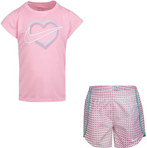 Комплект от 2 теми, тениска и шорти Pixel Dri-FIT за момиченца Nike