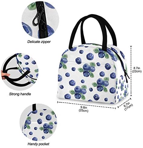 Случайна чанта за обяд Дамски - Fruits Blueberry Голяма Запечатани Чанта за Обяд с плечевыми ремъци за работа за Мъже