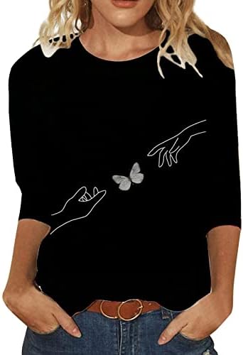 NOKMOPO/ блузи големи размери за жените, всекидневни модерен пуловер с дълъг ръкав и кръгло деколте и принтом в Деня на Св. Валентин, топ