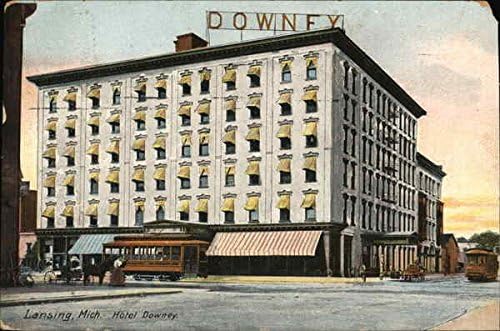 Хотел Downey Лансинг, Мичиган, Мичиган Оригиналната Антични Картичка 1908 г.