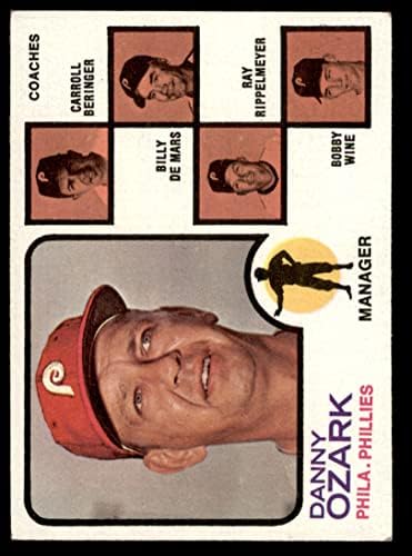 1973 Topps 486 BRN Филис Лидери Дани Ozark / Карол Беринджер / Били Дьо Марс / Рей Риппелмейер /Боби Лозята Филаделфия Филис (Бейзболна картичка) (Фон треньори кафяв) VG / EX + Филис