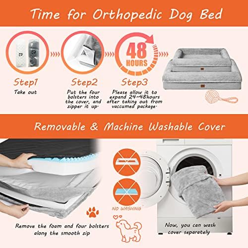 Голямо легло за кучета от пяна с памет ефект EHEYCIGA с бортиками, Ортопедични Водоустойчив легла за кучета със средни размери, Нескользящее дъното и Пенопластовый див