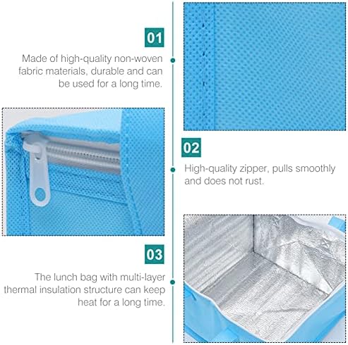 BESTonZON 4 бр. торби по-Топло, за мъже, за употреба, Преносим Небето е синя чанта за хранене, за Торта, Пица, Пикник, за съхранение, за Ланча, Сини чанти За Пътуване, като Переноска за продукти, за носене, за Bento,