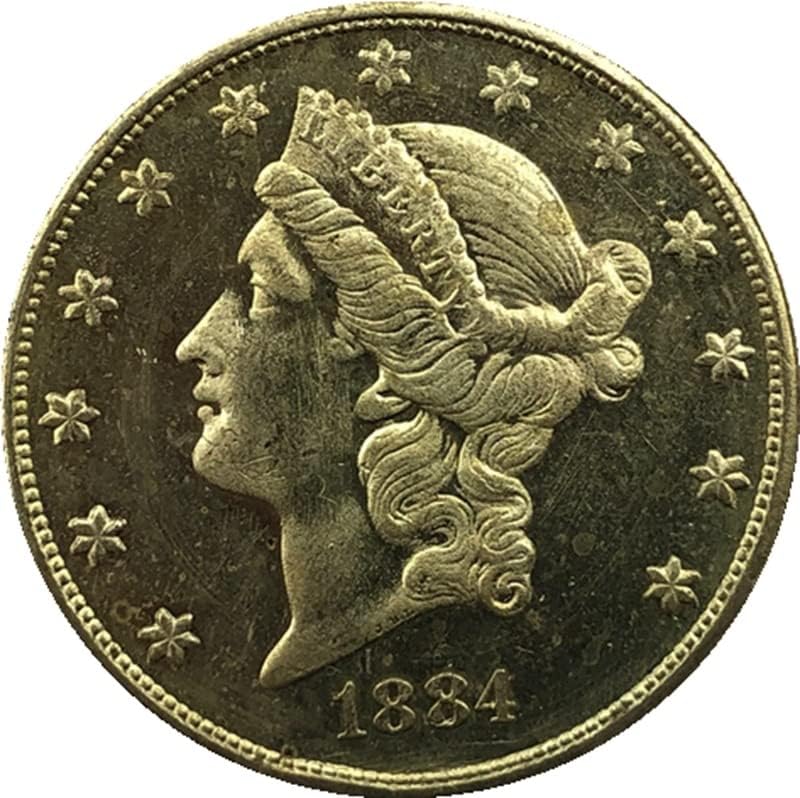 1884P Версия на Американската 20 Златни Монети Латунная Антични Ръчна Чуждестранна Възпоменателна Монета 34 мм