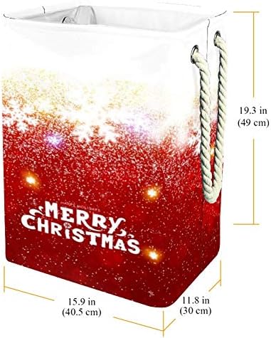 Домашен Коледен Фон с Неясно Снежинками 300D Оксфорд PVC, Водоустойчив Кошница за Дрехи, Голяма Кошница за Дрехи за Одеяла Дрехи Играчки в Спалнята