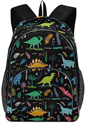Цвят на Динозаврите, Черен Детска Раница, Трехслойная Дъговидна Чанта за Книги за Момчета и Момичета, Ежедневна Пътна Чанта за Начално Училище, Раница За Лаптоп