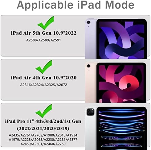 Калъф TopPerfekt за iPad Air 5/4-то поколение 10,9 инча (2022/2020), калъф за iPad Pro 11 инча с прозрачна противоударной задния капак и [Вграден държач за моливи, автоматичен режим на заспиване /събуждане]-Черно, сиво,