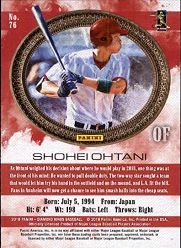 2018 Бейзболна картичка Панини Diamond Kings 76 Shohei Ohtani Los Angeles Angels
