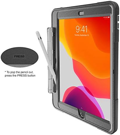 Нов калъф Trent за iPad 9-то поколение (2021), калъф за iPad 8-то поколение (2020 г.), калъф за iPad 7-мо поколение (2019) с държач за моливи, стабилна поставка за iPad 10.2 с въртяща се каишка за ръка и защитно фолио