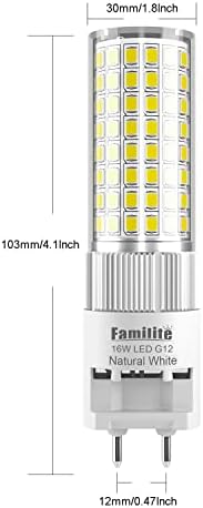 Лампа Familite LED G12 Мощност 16 W, Натурална Бяла, 4000K, Двухконтактная Царевичен лампа, опаковки от 4