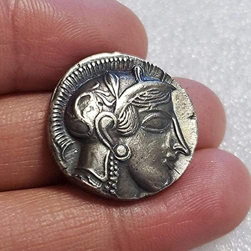 Стара Гръцка Монета Ръчна изработка, покрит с Мед, Изтъркан Сребърен Долар, Сребърен Кръгла Сребърна Монета #33