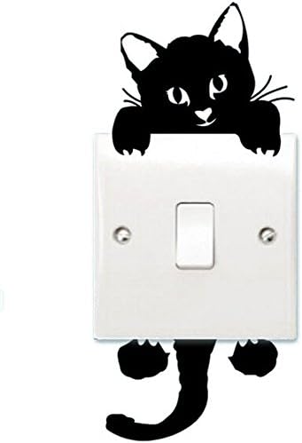 HONBAY Cat Подвижни Стикери За Стена Прекъсвач Светлина Декор Етикети Художествена Живопис Детска Стая 12 Комплекта