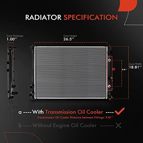 Радиатор за охлаждаща течност на двигателя A-Premium в събирането на радиатора на трансмисионния масло е Съвместим с Subaru Tribeca 2008-2014, B9 Tribeca 2006-2007, 3,0 л 6,0 л, Автоматична ско