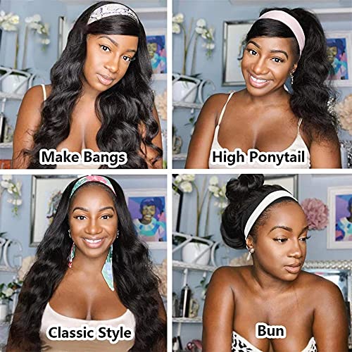 Перуки от човешка коса Romance Queen за черни жени, бразилският превръзка на главата, изработени от естествени вълнообразни човешка коса, перуки, без дантела отпред, 150% плътност, предварително выщипанные перуки, изработени