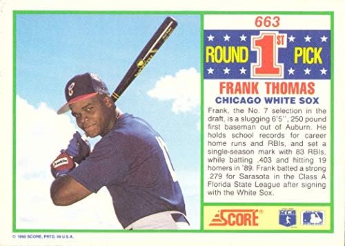1990 Сметка в бейзбола #663 Карта начинаещ Франк Томас