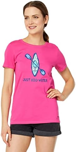 Животът е прекрасен, просто добавете Вода В един Каяк с къс ръкав Crusher™ Тениска Пурпурно-розово XS (0-2 щатския долар)