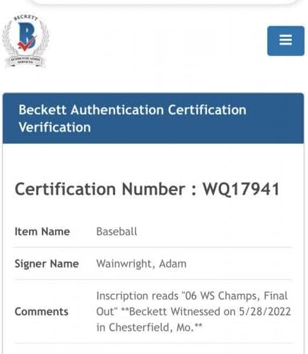 Адам Уейнрайт и Ядьер Молина подписаха договори за Световната серия бейзбол 2006 JSA /БАН L@@K - Бейзболни топки с автографи