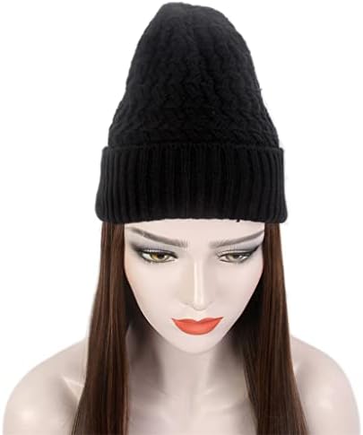Модни европейската и американската дамска шапка за коса DOUBA, черна вязаная шапка, перука, дълга права кафява шапка за перука, една