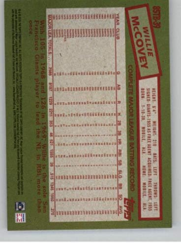 Актуализация на Topps до 35-та годишнина 2020 # 85TB-39 Бейзболна картичка Уили Маккови Сан Франциско Джайентс МЕЙДЖЪР лийг бейзбол, Ню Йорк-MT