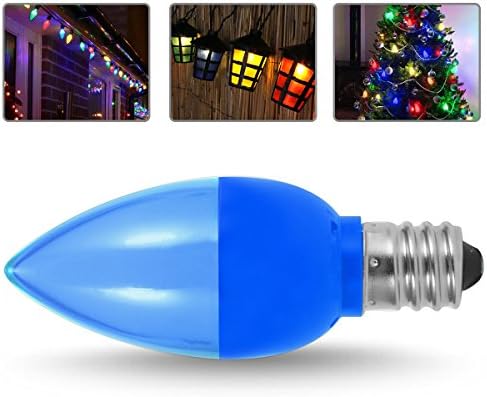 Led синя крушка LOHAS, Коледен Канделябр E12 със синьо основание, Малка Синя крушка C7 S6, 1 W (Еквивалент на 8 W) 100ЛМ, Декоративен Домашен Лампа за рождения Ден на Хелоуин, без
