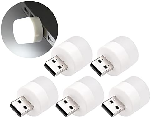 WANGXINYI Plug led нощна светлина 5-0,15 А, 0,75 W, Мини USB led лампа, Led Преносими автомобилна лампа, За стая, на улицата, четене, Сън (5 бели)