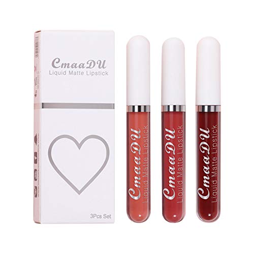 Набор от блесков за устни Lookatool box lipstick lip 18, 3 цвята, устойчиви на блясък за устни, 7,5 мл, прозрачен блясък за устни, по-закръглен (A, един размер)