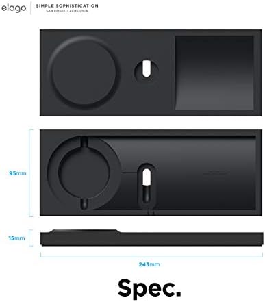 elago MS Charging Tray Duo е Съвместим със зарядно устройство MagSafe и зарядно устройство Apple Watch - Съвместима с модели iPhone 13 и Apple Watch [Черен] [Зарядно устройство в комплекта не е включен]